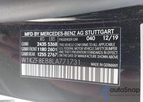 2020 Mercedes-Benz E 350 4Matic from USA, damaged, VIN W1KZF8EB8LA771731